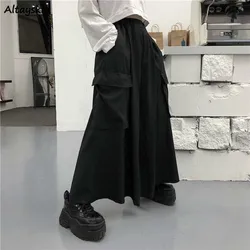 Cargo Pants Women Couple Ins Harajuku Spring Autumn Japanese Style Loose Casual Streetwear Pockets BF Full Length Black Elastic