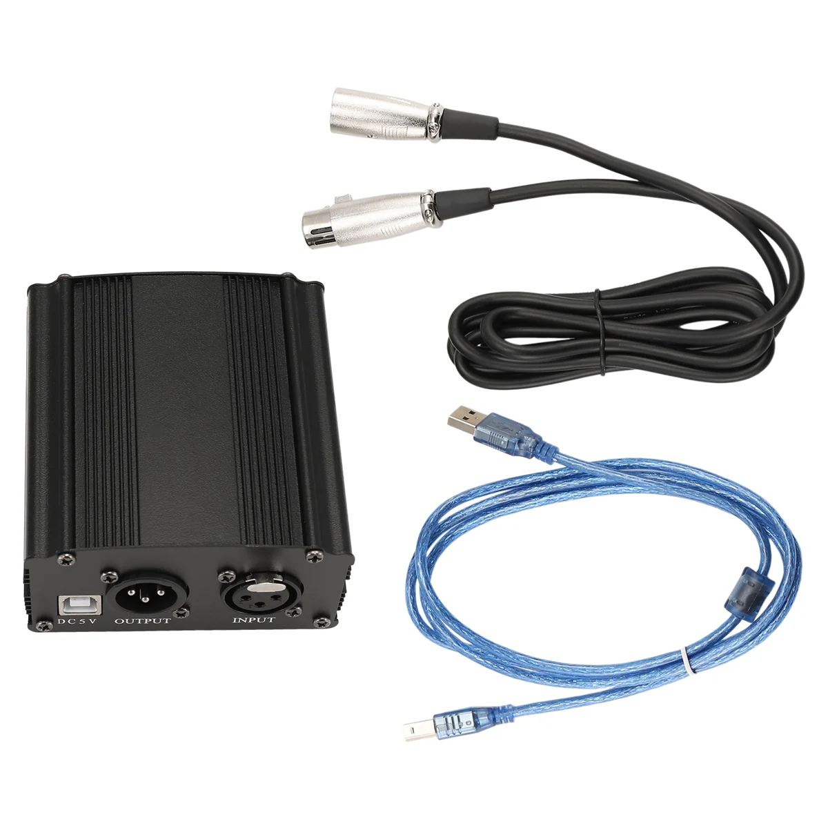 ABZW 1-Channel 48V Phantom Power Supply with XLR 3 Pin Microphone Cable for Condenser Microphone Music Recording Equipment