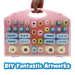 36PCS Assorted Size Craft Punch Set With Big PP Case, Hole Punch Shapes, Border Punch, Corner Punch, Crafting Scrapbook Punches