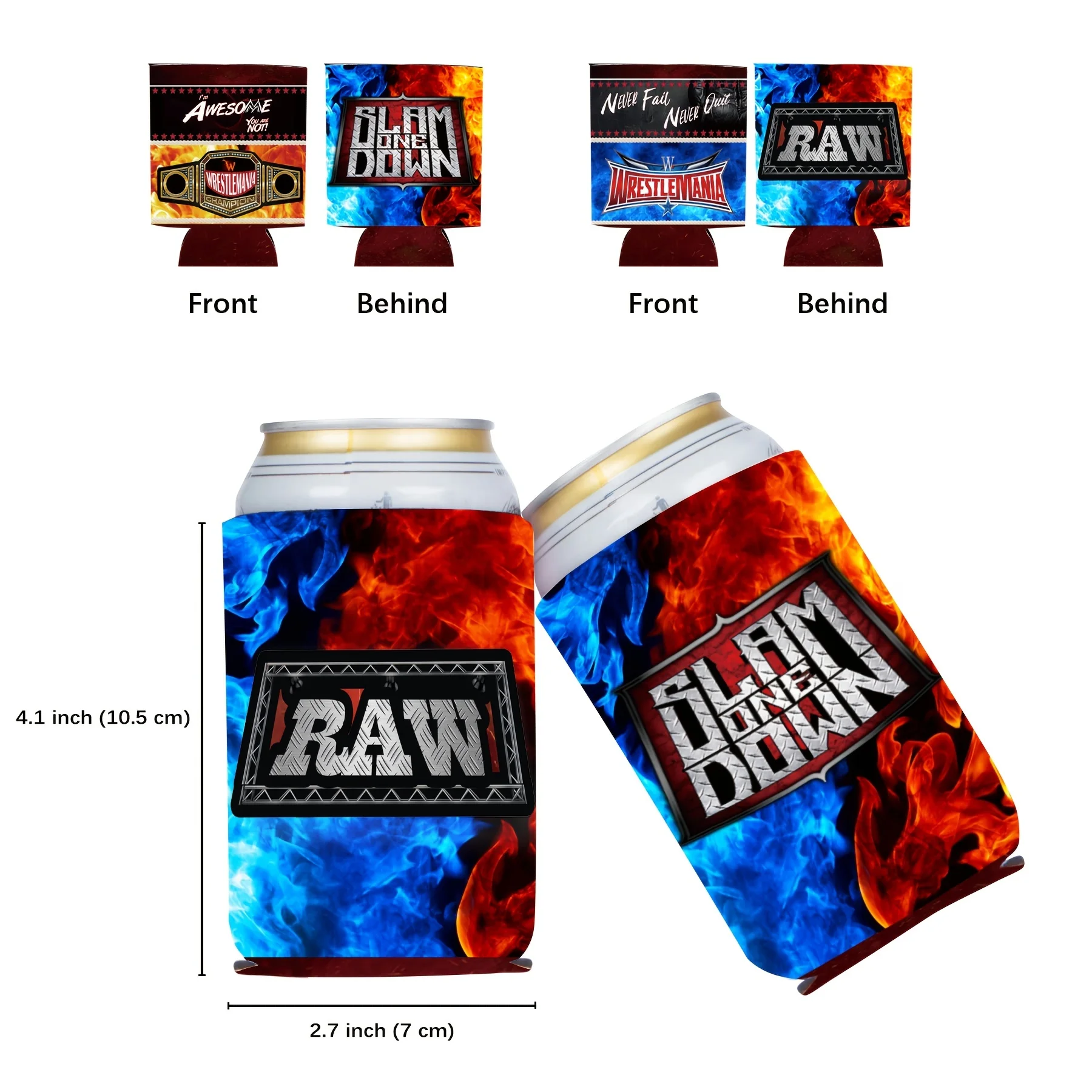 12 pezzi, blu rosso Wrestling Party Can Cooler Sleeves Covers, Boxing Wrestlemania Theme Beverage Insulated Drink Sleeve Holder