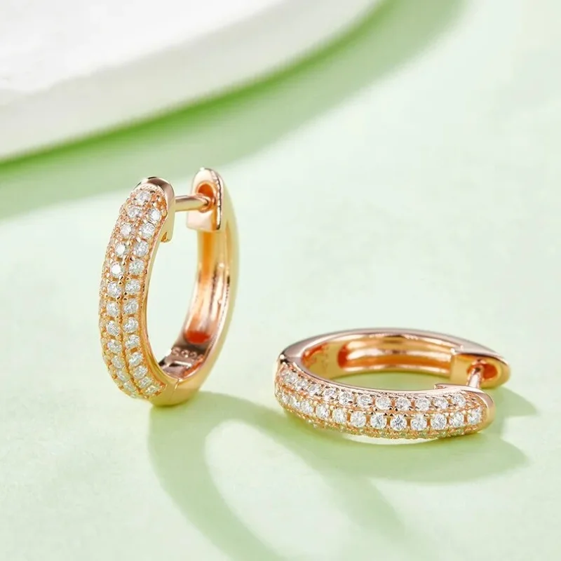 MINWEEN Hoop Earrings Moissanite Earring Yellow Gold Silver 925 Jewelry for Women Gifts