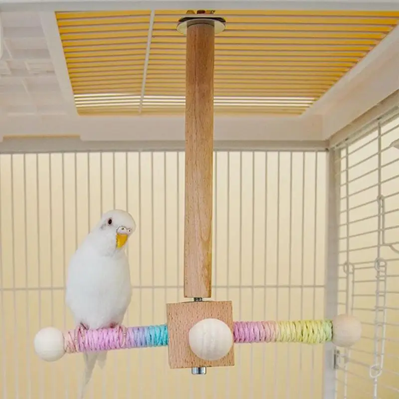 Bird Perches For Cage Parakeet Perches 360 Degree Rotating Wooden Toys For Indoor Cages Outdoor Aviaries Travel Carriers Chicken