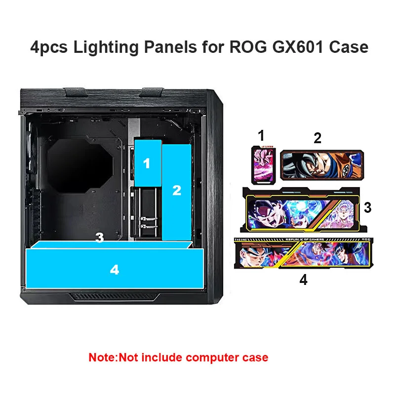 

Customized Anime RGB Lighting Panels for ASUS GX601 Chassis,MOD AURA SYNC ROG Helios Camers Cabinet Lightboard Plate 4pcs 2023