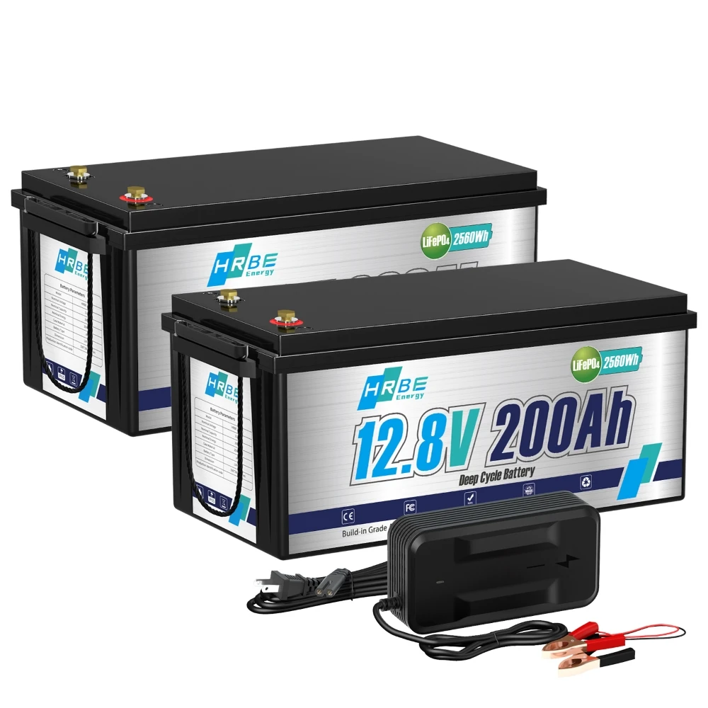 Batteria a ciclo profondo 12V 200Ah LiFePO4, fosfato di ferro al litio con BMS per kit pannello solare RV, pesca alla traina marina, accumulo di