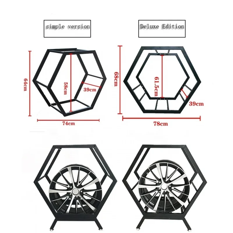 custom.Custom Showroom Combination Hexagon Storage Rack Holder Modification Shop Car Wheel Hub Tire Metal Display Stan