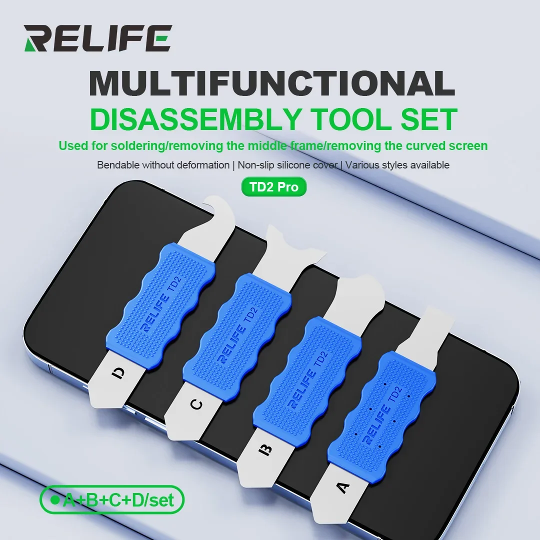 RELIFE TD2 PRO Disassembly Blades Metal Crowbar Disassemble Kit Phone Spatula for Mobile Phone Frame Removal Repair