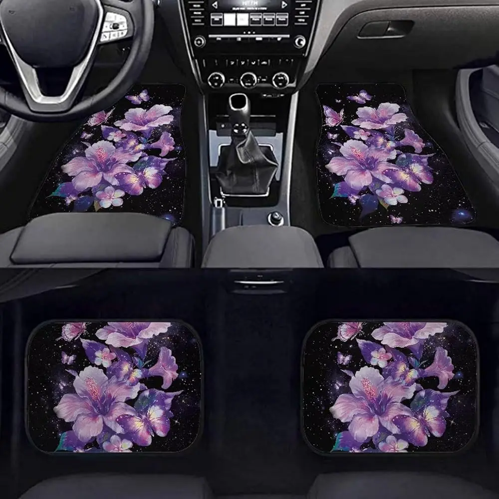 

Purple Lily Car Floor Mats for Women All Weather Anti Slip Driver Seat, Passenger Seat and Rear Floor Mats Easy Installation