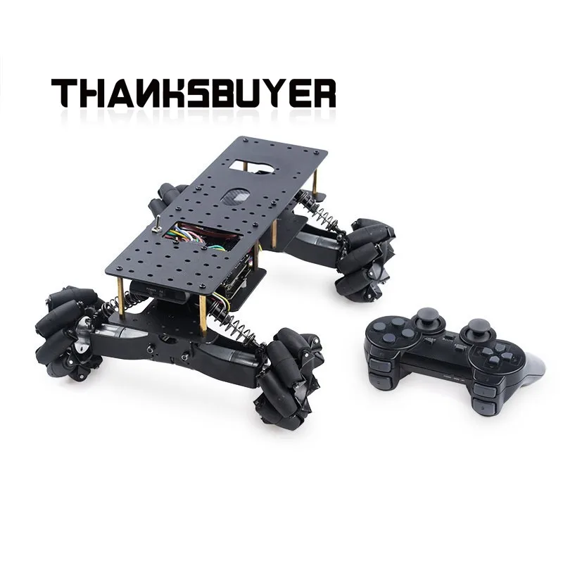 4WD 메카넘 휠 자동차 충격 흡수 스마트 자동차 섀시 플랫폼(섀시 + 4DOF 로봇 팔)