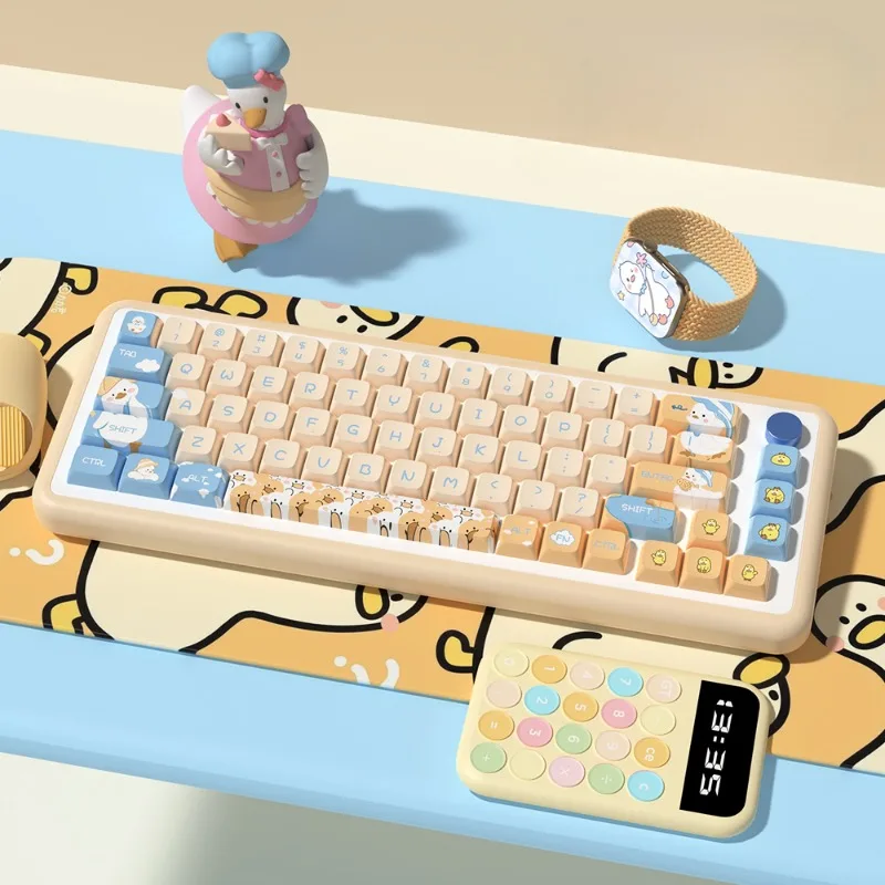 

Cute Duck Theme Keycaps Set XDA Profile PBT Sublimation Key Caps for Mechanical Keyboard Accessories Yellow Keycaps Set Korean
