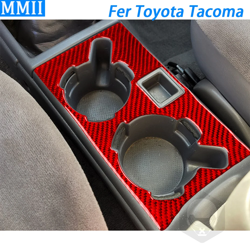 

Red Carbon Fiber Central Water Cup Holder Panel Decorative Cover Car Interior Accessories Sticker For Toyota Tacoma 2001-2004