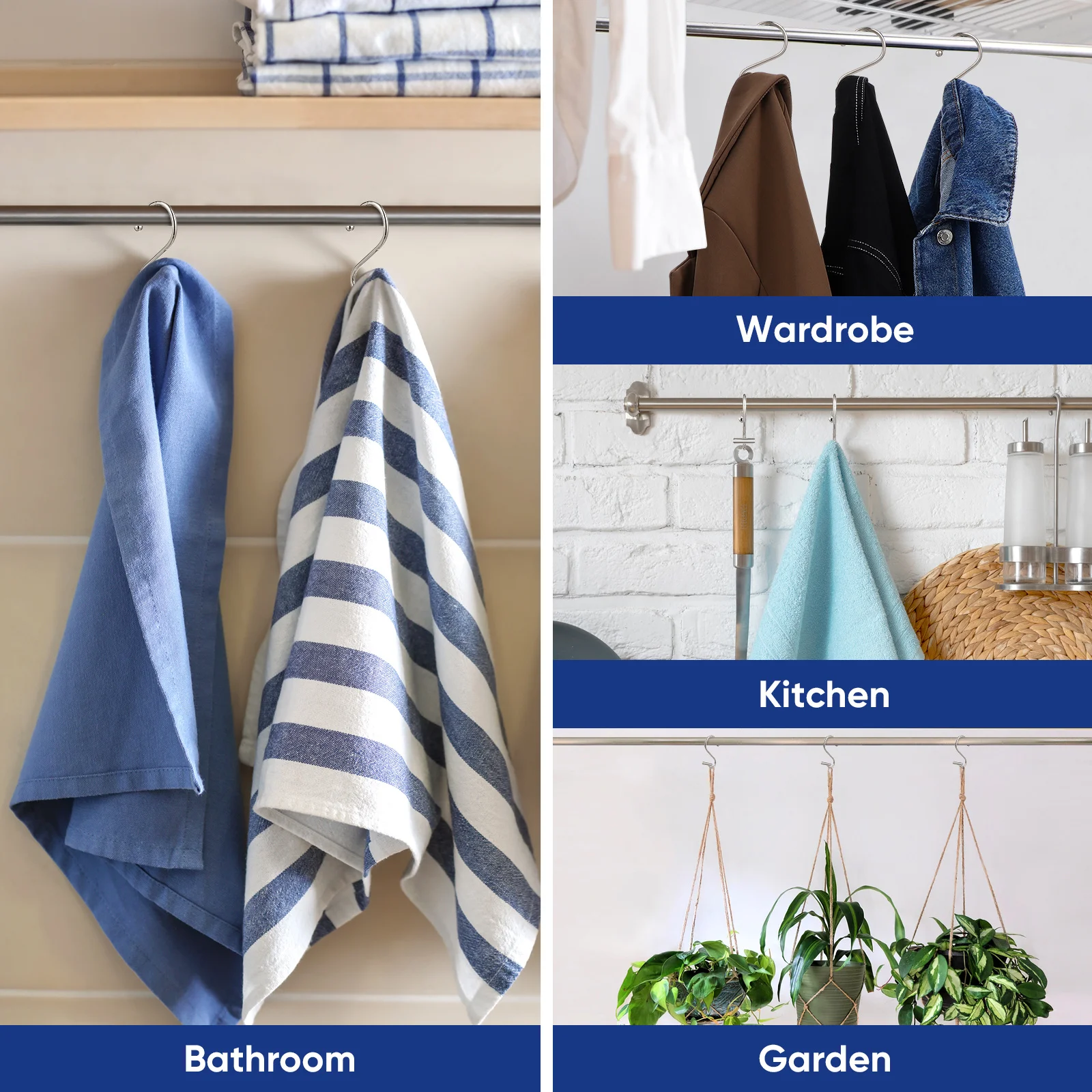 

12 шт., белые никелевые S-крючки, прочные несущие S-крючки для душевых штор, полотенец, одежды, ванной комнаты, кухни