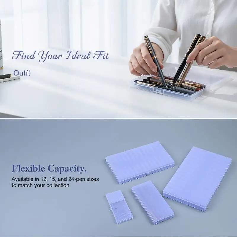 MultiSlot Pen Ganized Box Stationery Display Holder Hard Plastic Pencil Case Writing Containers School Supplies Pen Boxes Empty view 3
