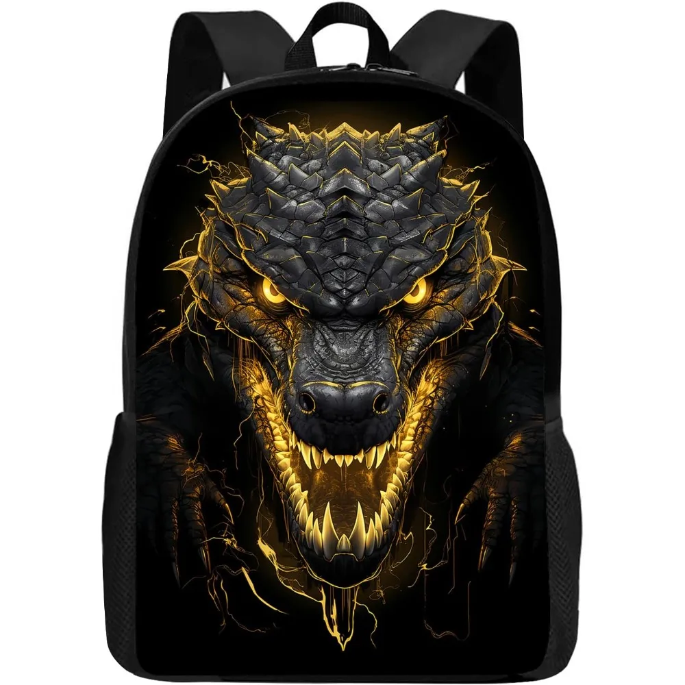 Zaino in coccodrillo per ragazzi e ragazze, zaino in coccodrillo imperatore fulmine freddo per la scuola e i viaggi, zaino per bambini grandi