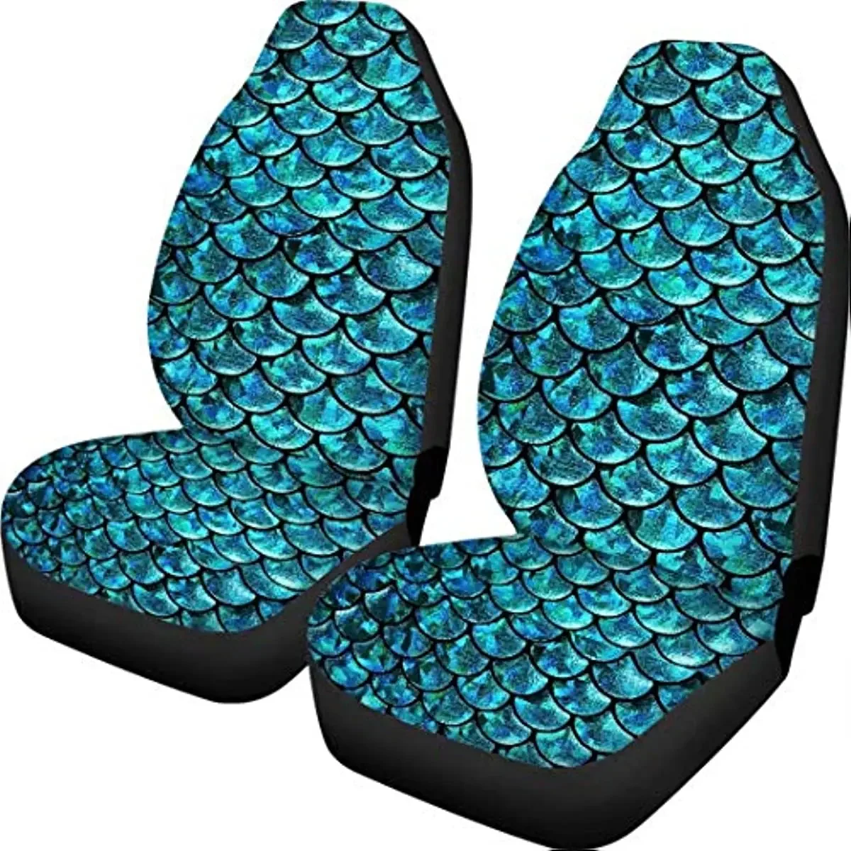 Advocator Mermaid Fish Scale Pattern Front Seat Covers Bohemia Design Car Interior Protector Set of 2 Universal Fit for Vehicle