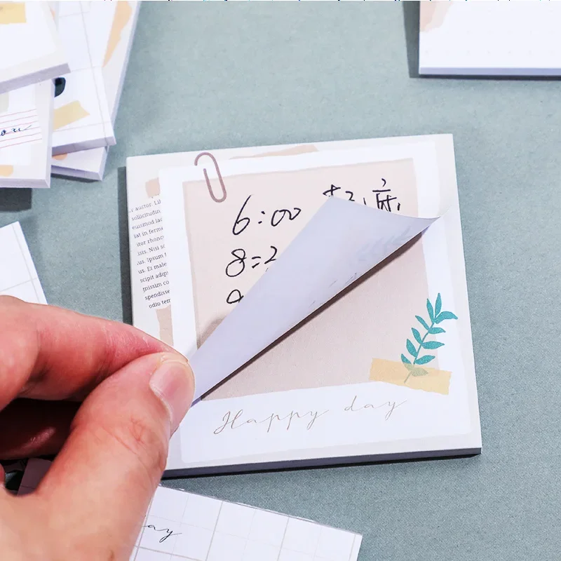50 Sheets Spring Leaves Sticky Notes Cute Cartoon Self-stick Memo Note Memo Pad for School Supply Office Notebook Memopad