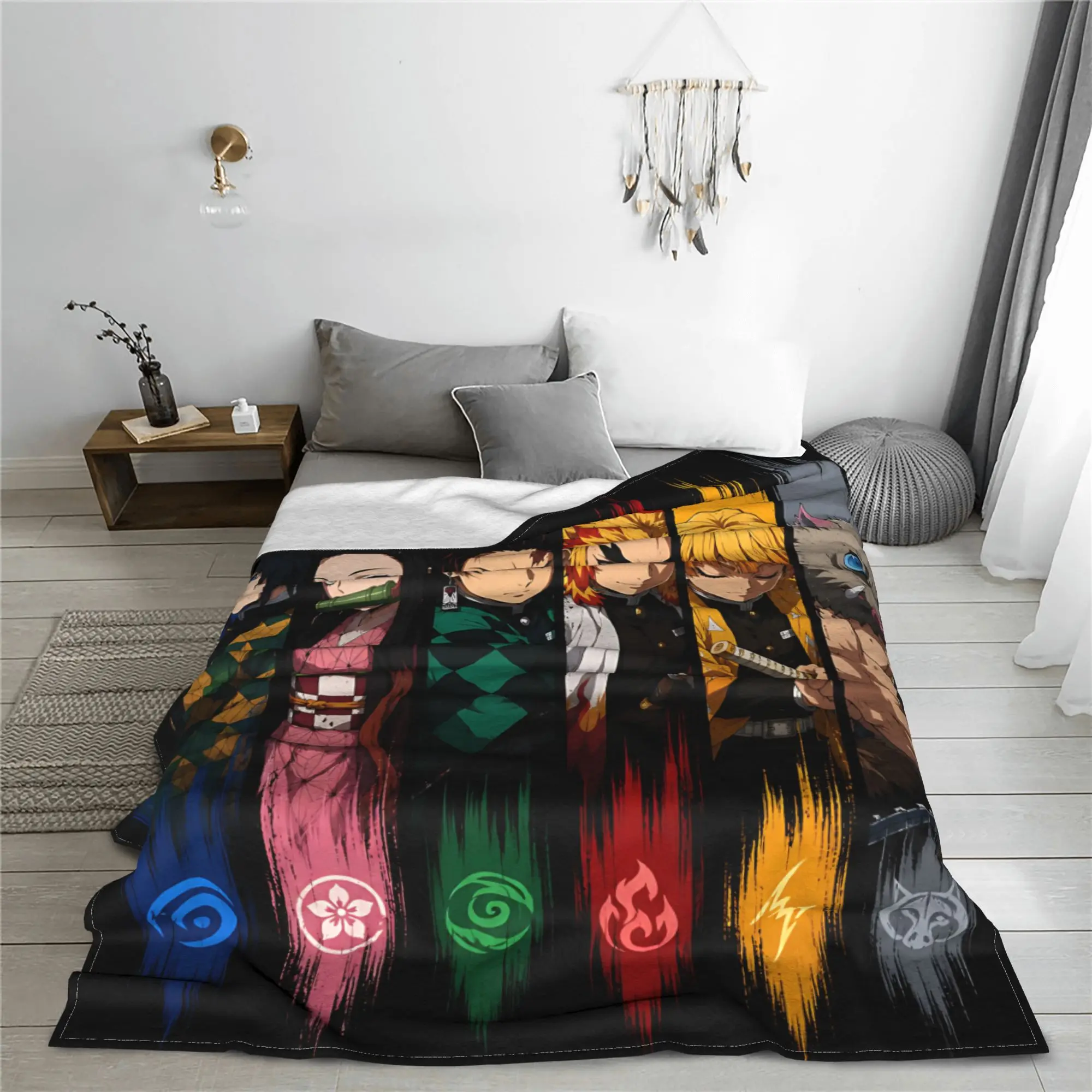 1PC Demon Slayers  Winter Blankets for Adults Bedding Home Interior Sofa Knee