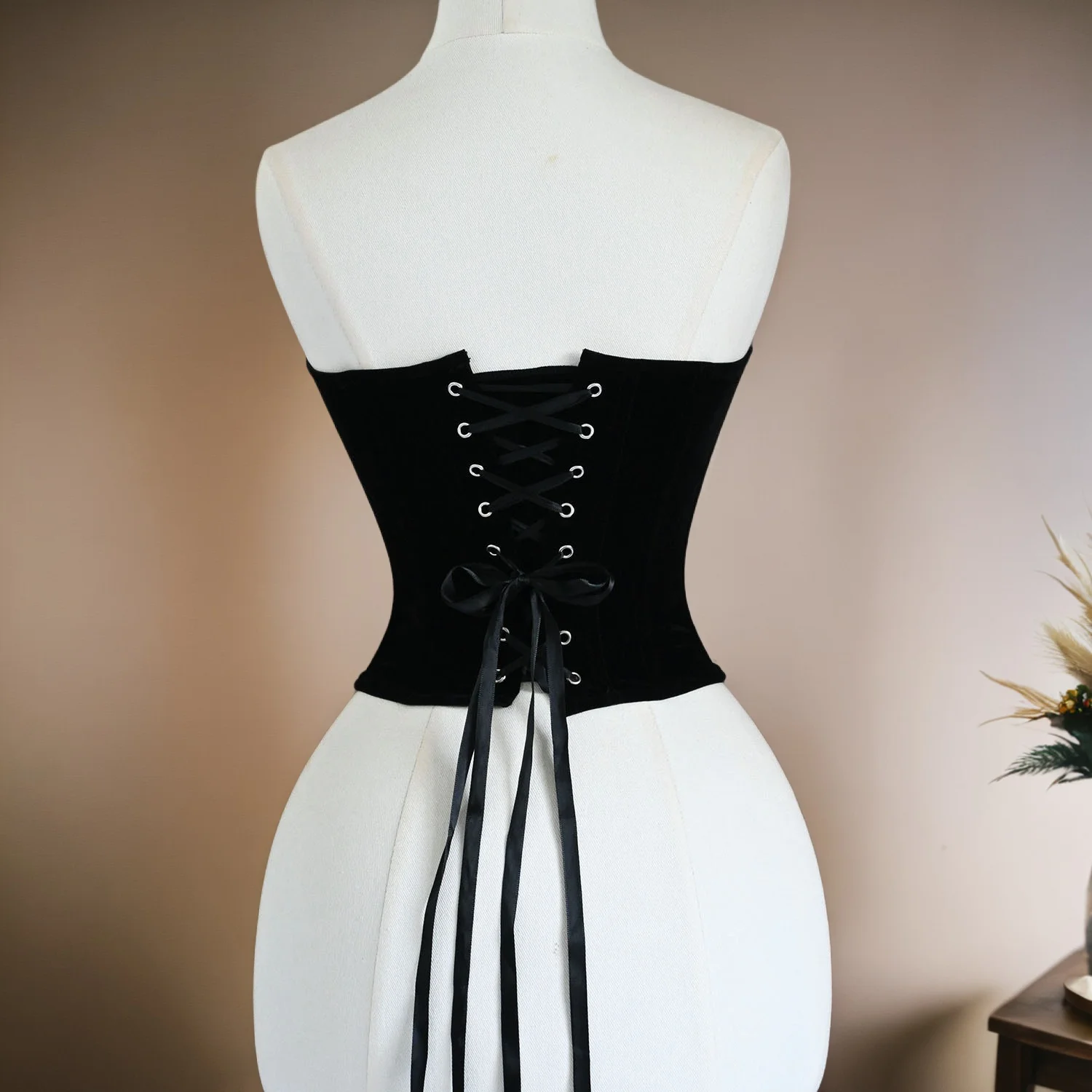 Corsé ajustado para mujer, corpiño sobre el busto, malla de terciopelo con cordones, corpiños elegantes, ropa moldeadora sin tirantes, Tops de tubo deshuesados con cintura delgada