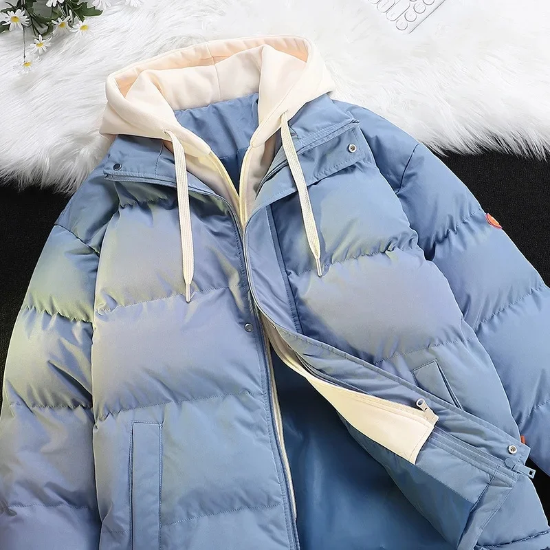 

Утолщенная хлопковая куртка, мужская верхняя одежда, зимняя повседневная куртка свободного покроя, теплое стильное пальто для пар, куртка с хлопковой подкладкой большого размера