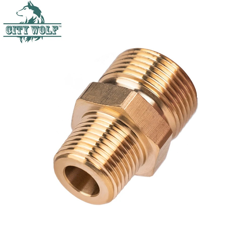 

High Pressure Washer Gun Brass Adaptor 3/8 NPT to M22-14 Hose Car Washer Gun Adaptor