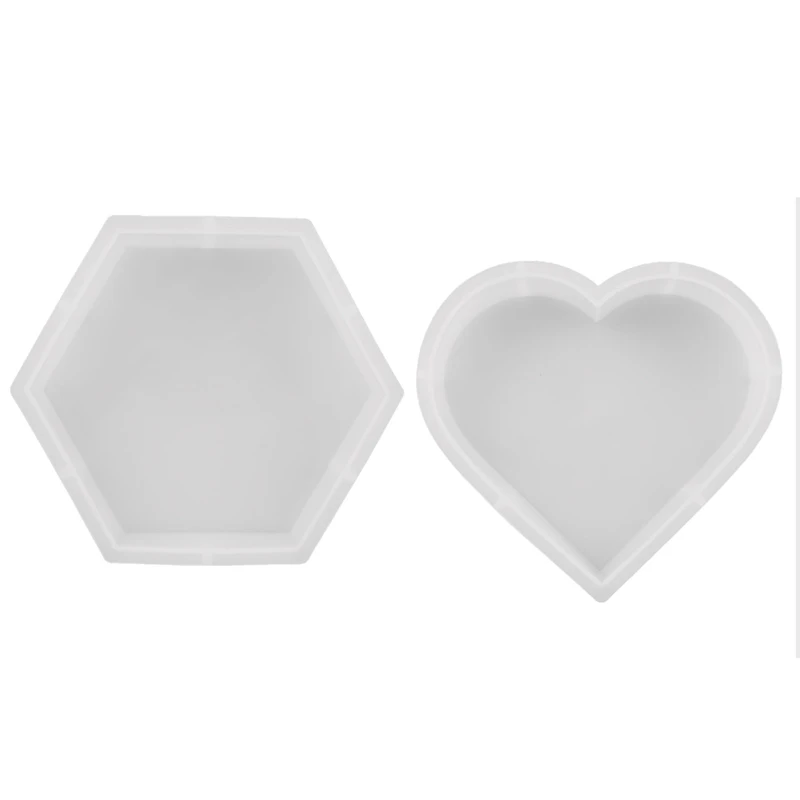 2 Pack Bookends Resin Molds,Epoxy Resin Molds For Books,Office Home Decoration,Desktop Organizer,Gift (Hexagon&Heart)