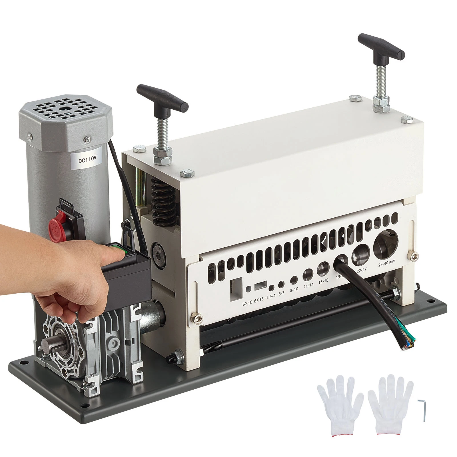 

SucceBuy 370W Electric Wire Stripper Machine 0.06-1.57 in 11 Channel Automatic Copper Cable Stripper for Scrap Copper Recycling