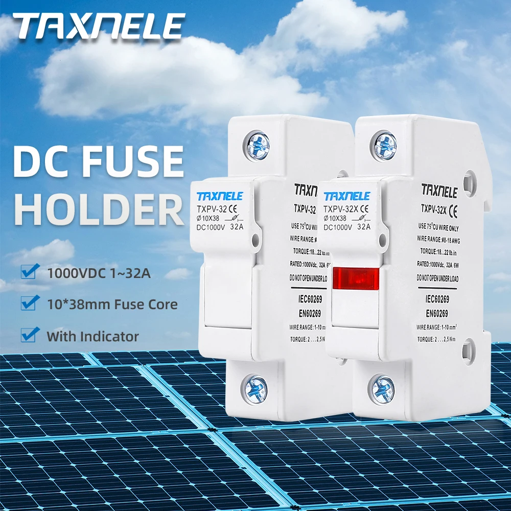 1P DC Fuse Holders Solar PV 10*38mm 1000V Photovoltaic System Protection Short Circuit Protector gpV