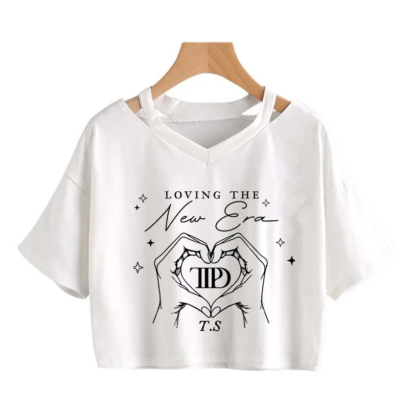 Women Funny Gothic Cropped Tee Shirt 90s The Tortured Poets Department Album Crop Tops Ttpd Print Tshirt Lady Y2k T-Shirt Femme