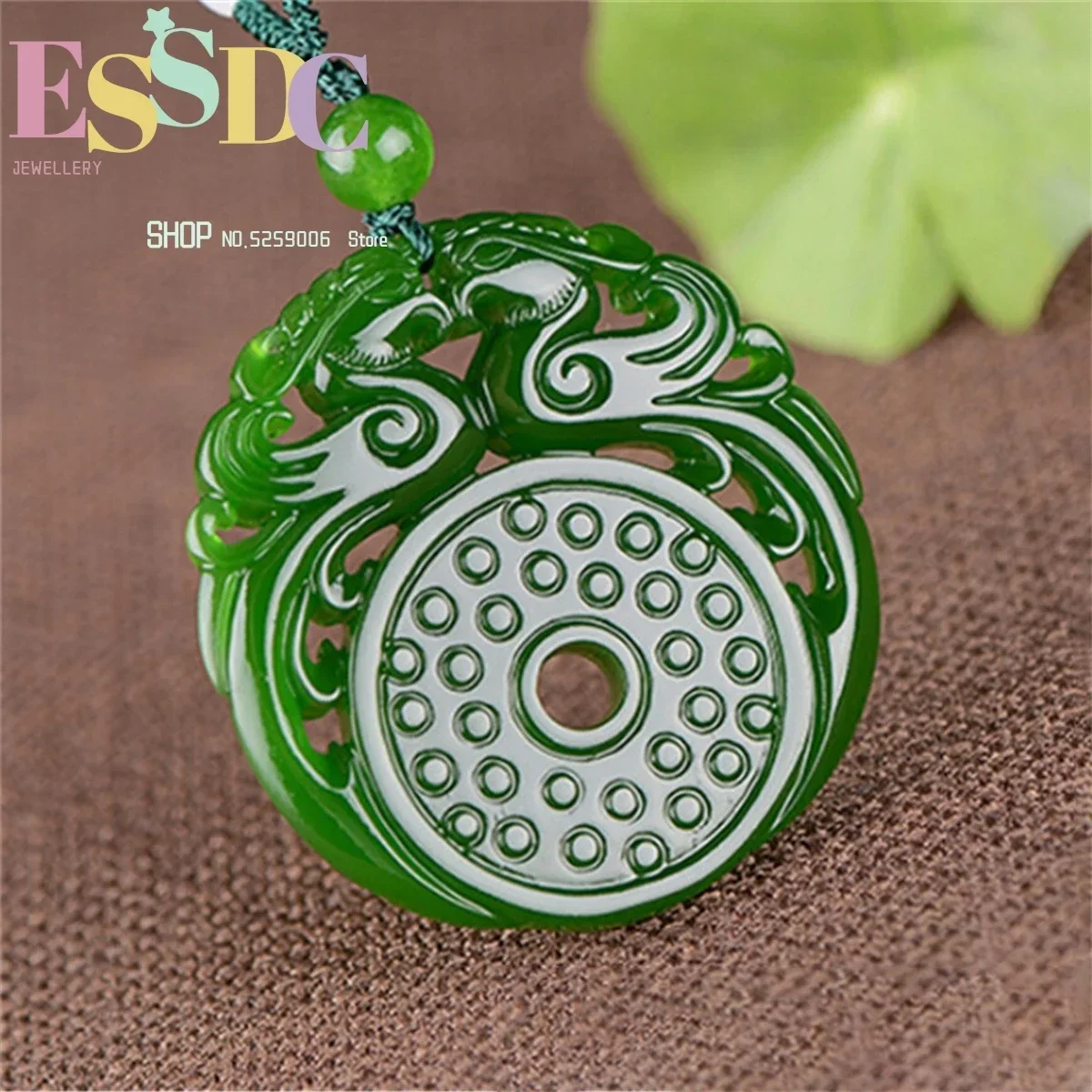 Natural China Green Hetian Jadeite Hand Carved Ancient Double-sided Phoenix Pendant Female Amulet Necklace Lucky Birthday Gift