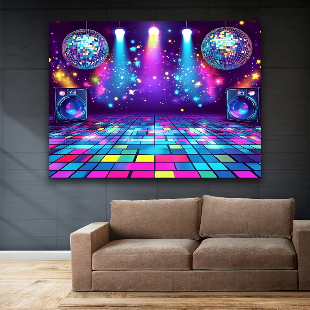 Ein Retro-Partyhintergrund mit 80er- und 90er-Jahre-Motiv – eine lebendige Disco-Tanzszene – Detail 6