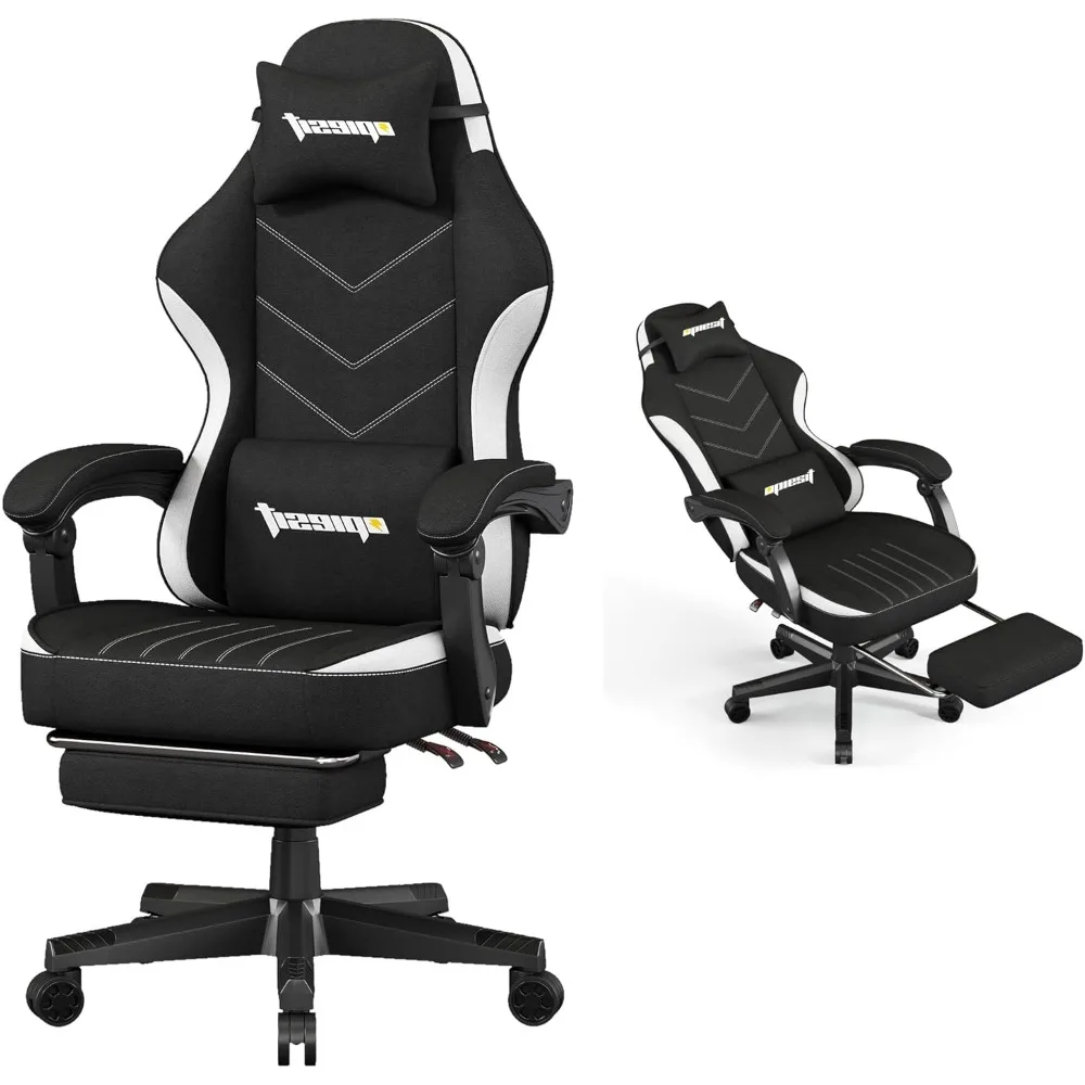 

Gaming Chair,Fabric Computer Chair with Pocket Spring Cushion,400 lb Load Capacity,Ergonomic Office Chair with Footrest,Height A