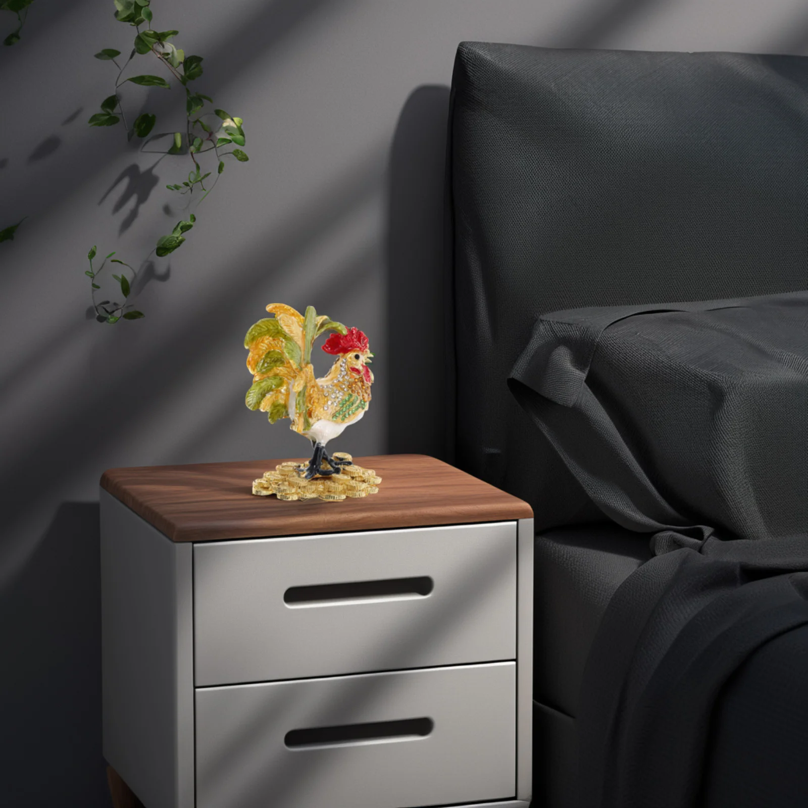 

Hinged Rooster Jewelry Box Zinc Alloy Enamel Trinket Keepsake Decorative Home Ornament Animal Storage Gift For Family Friends