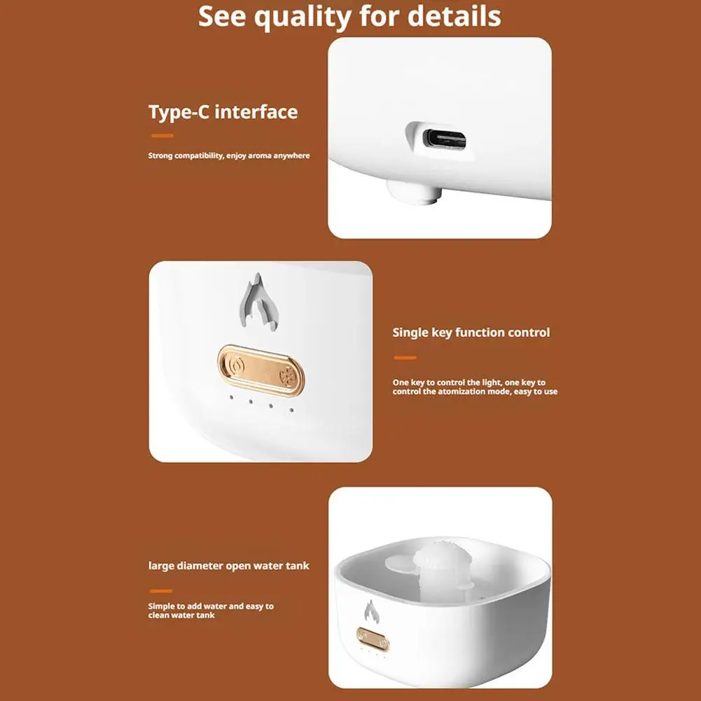 Volcano Simulation Atmosphere Lamp Humidifier, Desktop Bedside Atomization Lamp Lava Light Effect Home Decor No Essential Oil