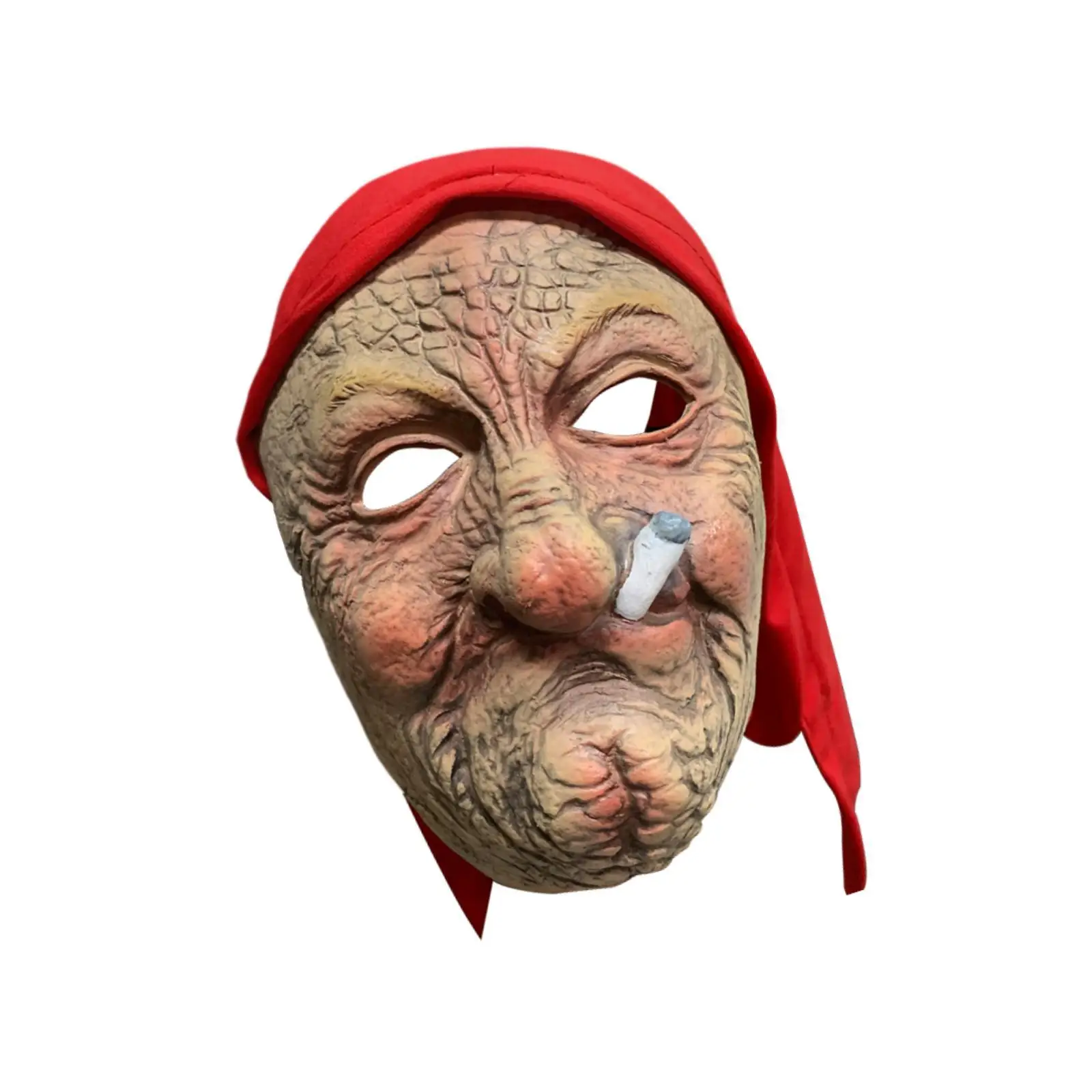 

Маска для курения, красный платок, костюм, реквизит, Хэллоуин, реквизит для косплея, костюм, маска старой женщины для костюма, косплей