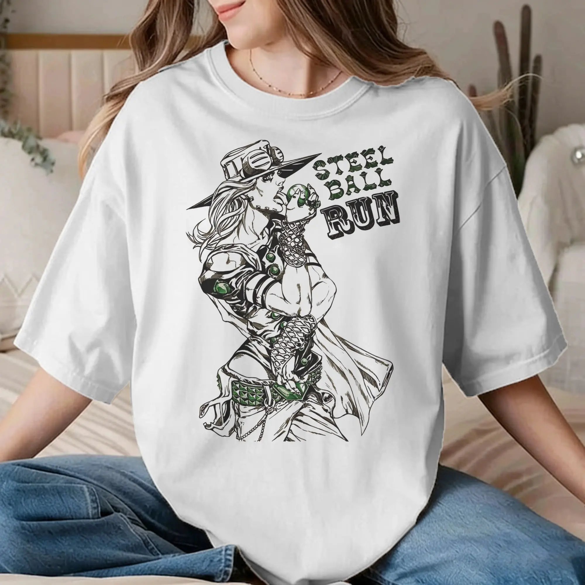Men Women's Gyro Zeppeli T Shirts JoJos Anime  Pure Cotton Tops Crazy Short Sleeve Round Collar Tees 4XL 5XL T-Shirts