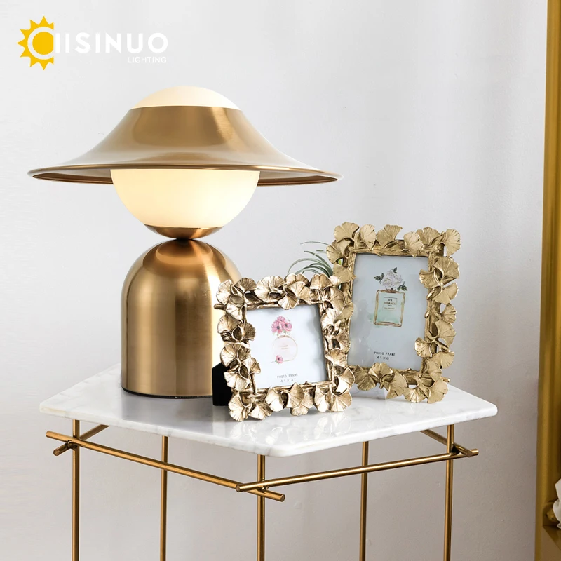 Creative Character Modeling Desk Lamp Hat Movable Bedroom Livingroom LED  Desk Light Gold Metal Children's gifts Home Decoration