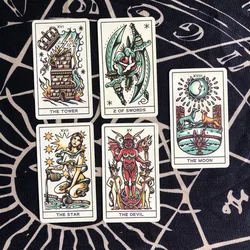 Tattoo Tarot Card | Big Size 12*7 cm | Fortune Telling Game | Divination Cards | with Paper Guide Book English Version | Origina