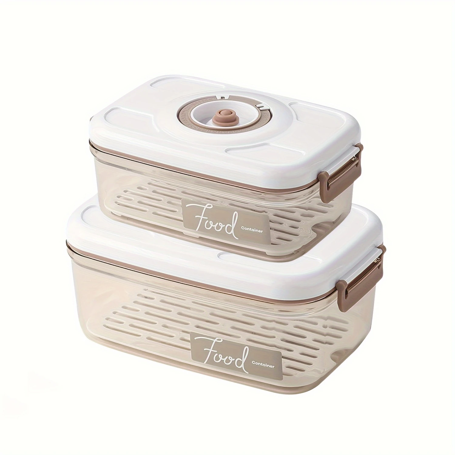 

Plastic Food Containers, Vacuum Container, Fruits and Meats - Keeps Food Fresh Vacuum Seal Containers for Food, BPA-FREE 2 Pie