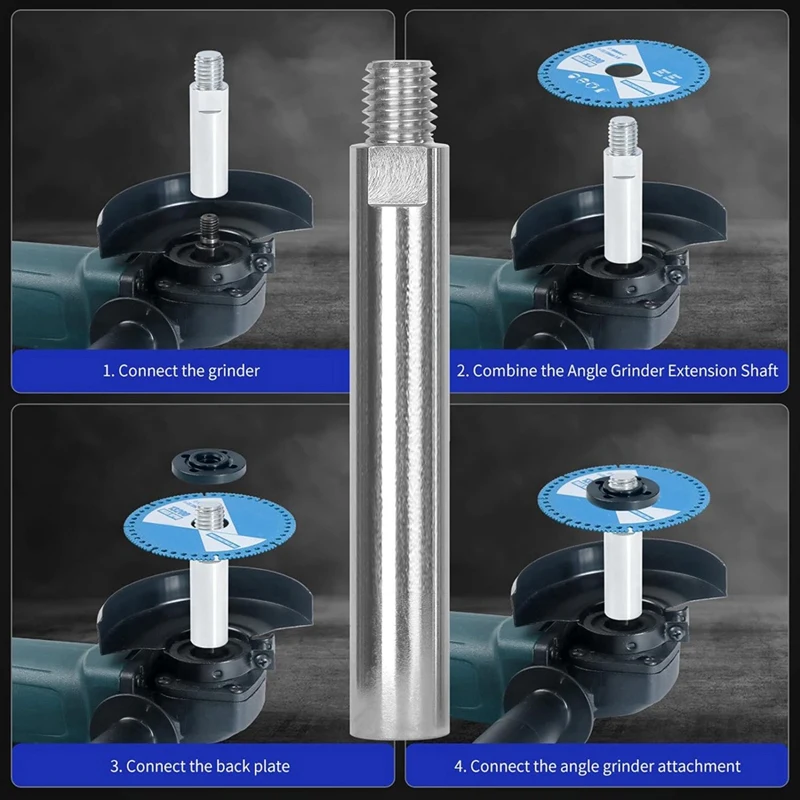 Angle Grinder Extension Shaft Connecting Rod, Angle Grinder Attachments With 5/8Inch-11 Threads, 3, 4 & 5.5 Inch