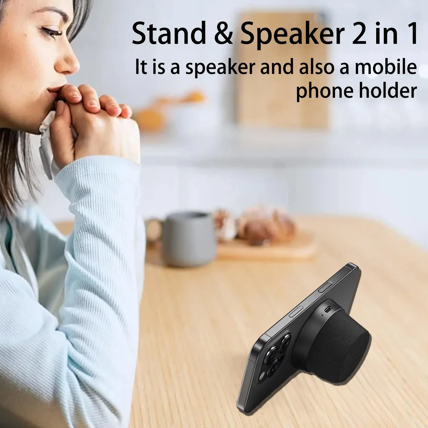 Magnetic Portable Speaker Wireless IPX6 Waterproof Shower Speaker Small With Bass Magnetic Cell Phone Stand For Outdoor Gift view 6