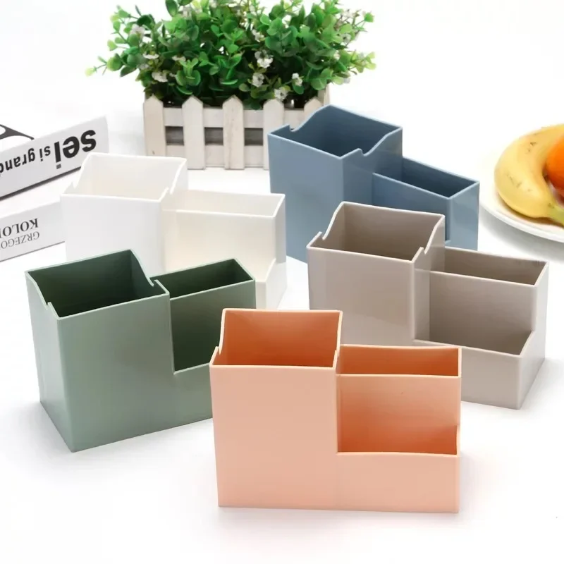 Hollow Desk Organizer Desktop Storage Box Multifunction Stationery Holder Phone Stand Office Supplies Desk Set Pen Holder