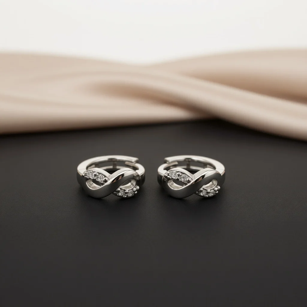 Two‑Tone Infinity Symbol Huggie Hoop Earrings for Women, Cluster Zircon Accent Click‑Top Ear Hoops, Meaningful Fashion Jewelry