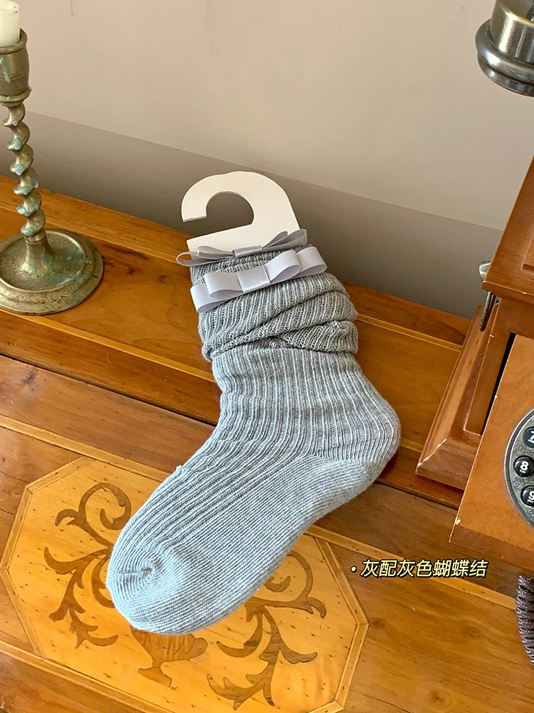 Gray Calf Socks Winter Stockings Girl Thickened Solid Color Socks Slimming Gray Socks cute socks