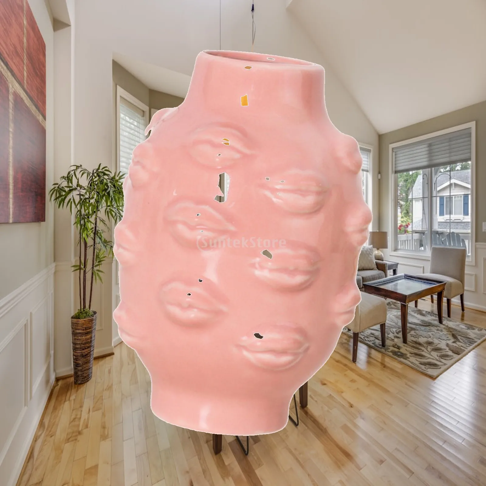 Creative Lips Vase Flower Pot Plants Flower Container Photo Prop Decorative Vase for Indoor Balcony Living Room Cabinet Desktop