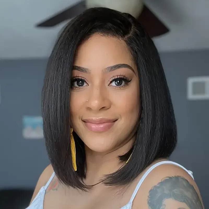 

Side Part Straight Bob Wig Side Part Bob Deep Wave 13X1 100% Brazilian Human Hair Wig lace Closure Suitable For Women To Wear