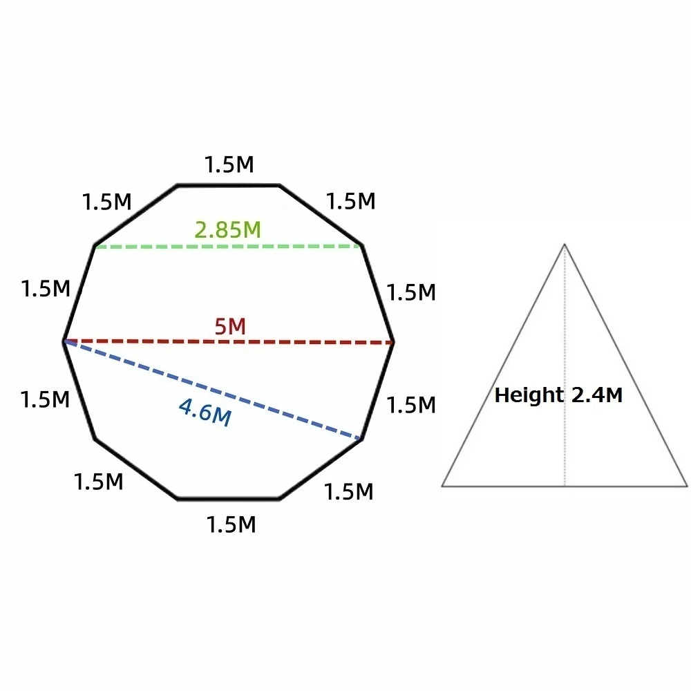 Upgraded 5M Oversized Pyramid Tent With Chimney Hole With Snow Skirt Teepee Tipi Outdoor Camping Tent Shelter 5-8 People