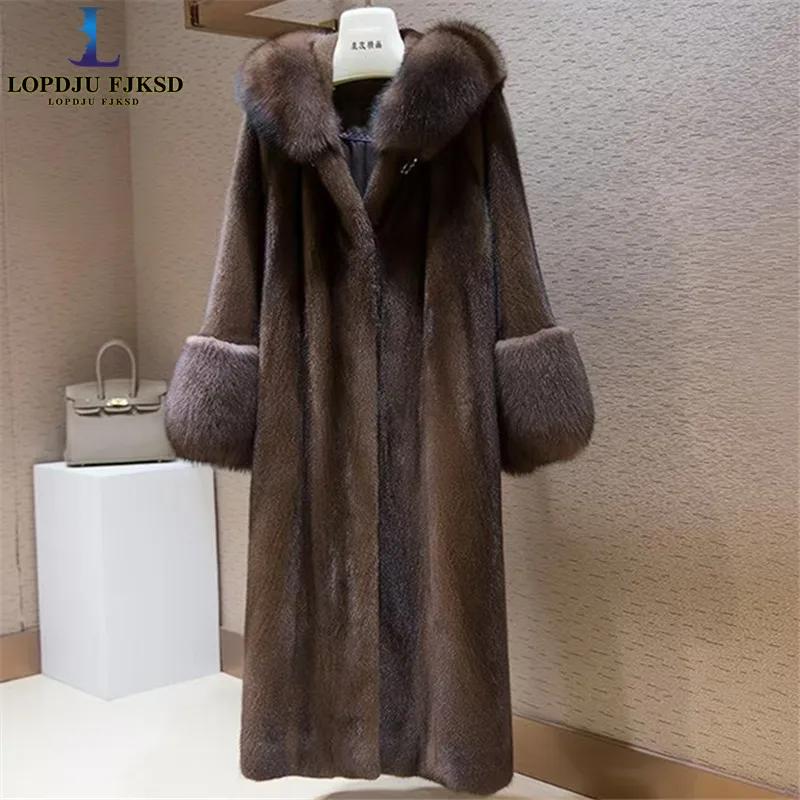 Faux Mink Fur Coats for Women,Hooded Jackets,Loose Overcoat,Female Clothes,Korean,Thicken Warm,Luxury,New ,Winter,2025