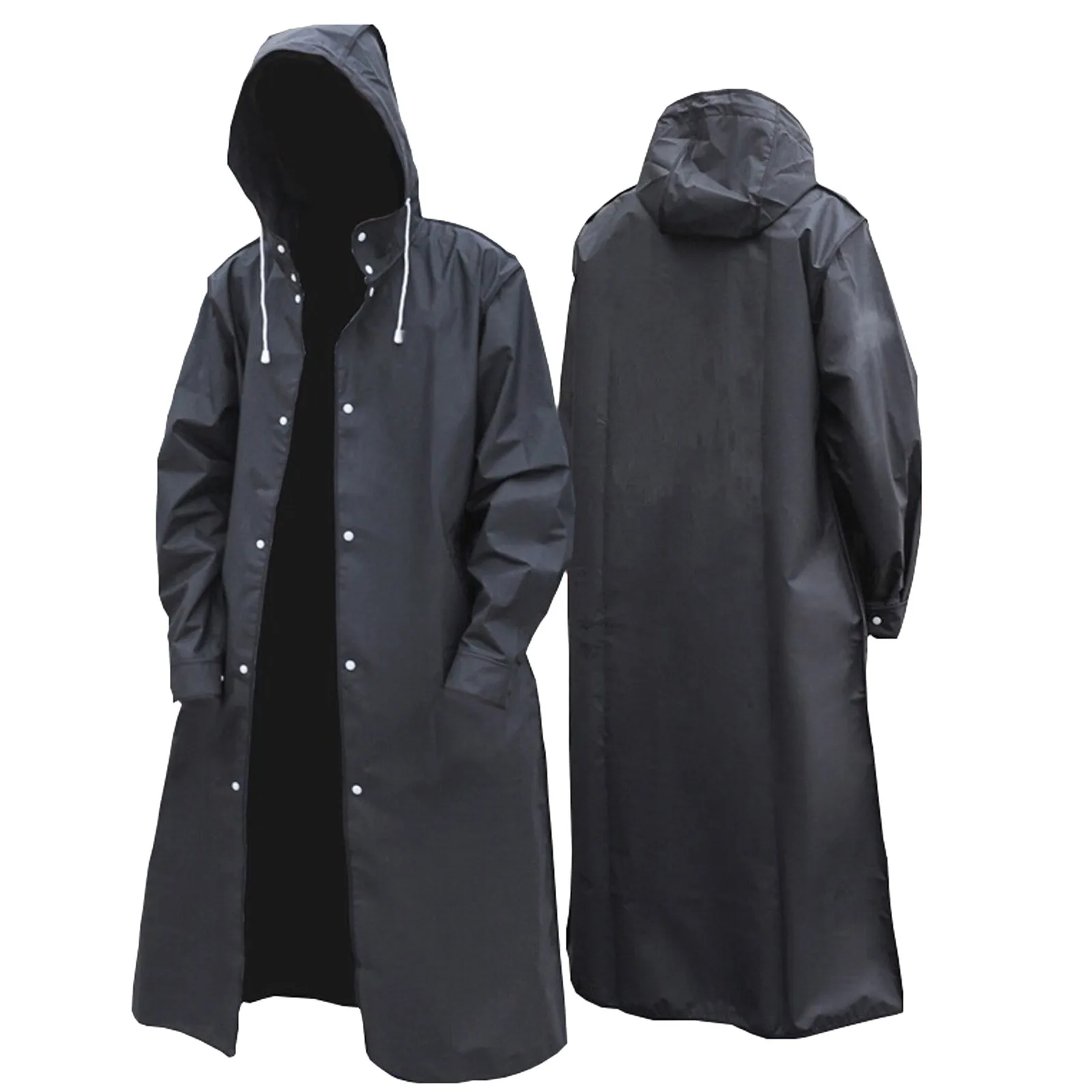 

Adult Wrapped Raincoat Men'S And Women's Protective Jacket Climbing Fishing Transparent Thickened Black Raincoat Long Jackets