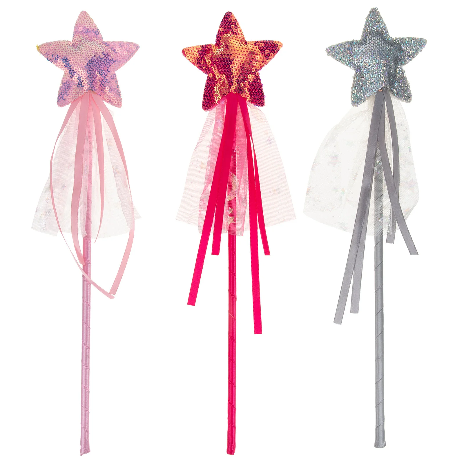 3Pcs Star Fairy Wand Shiny Cosplay Props Party Supplies Kids Girls Stage Performance Fairy Wand Kids Party Supplies