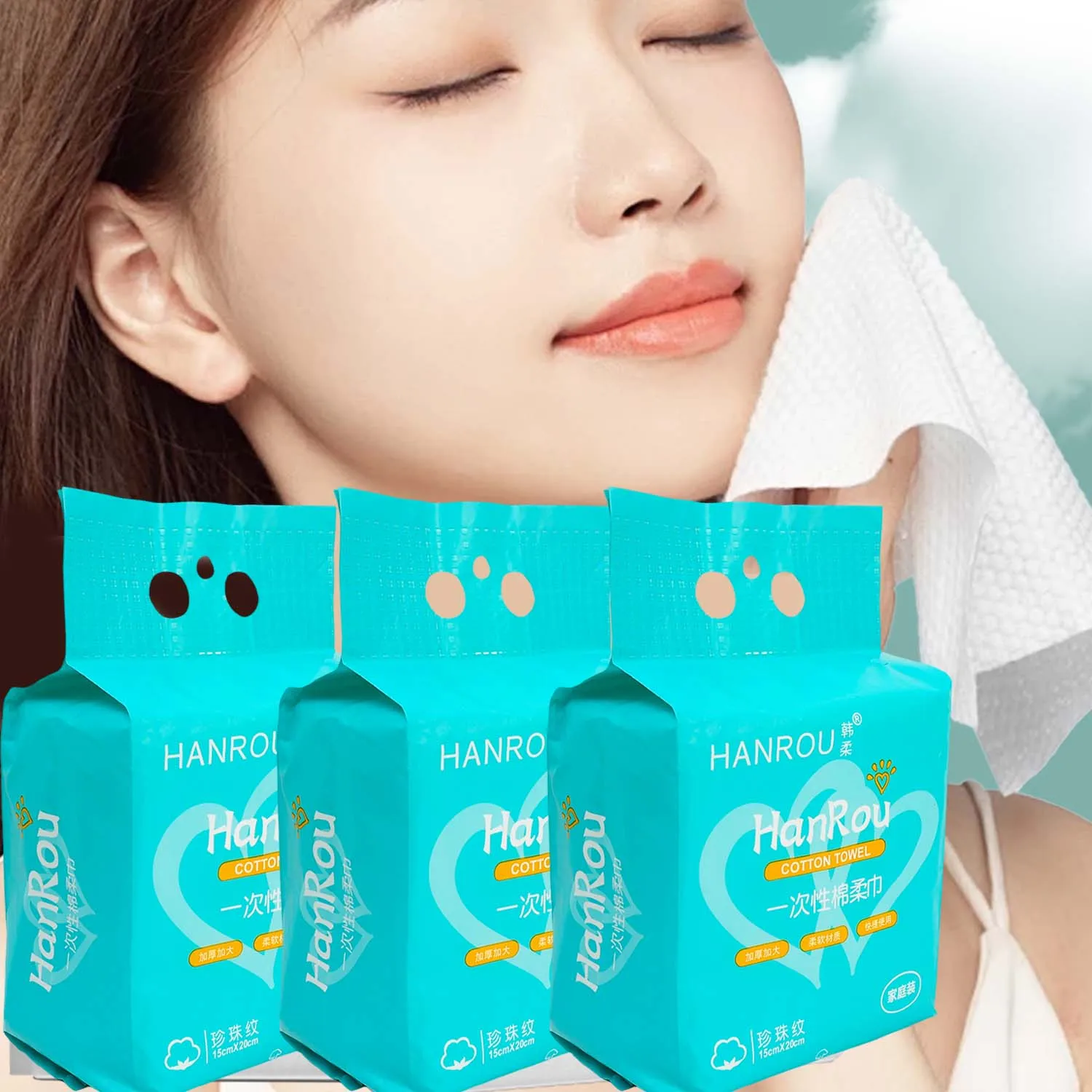 Wegwerp gezichtshanddoek Gezichtsreinigingsdoekjes Zachte absorberende make-up verwijderaar Doekjes voor reizen Spa Thuisgebruik Droog nat katoenen weefsel