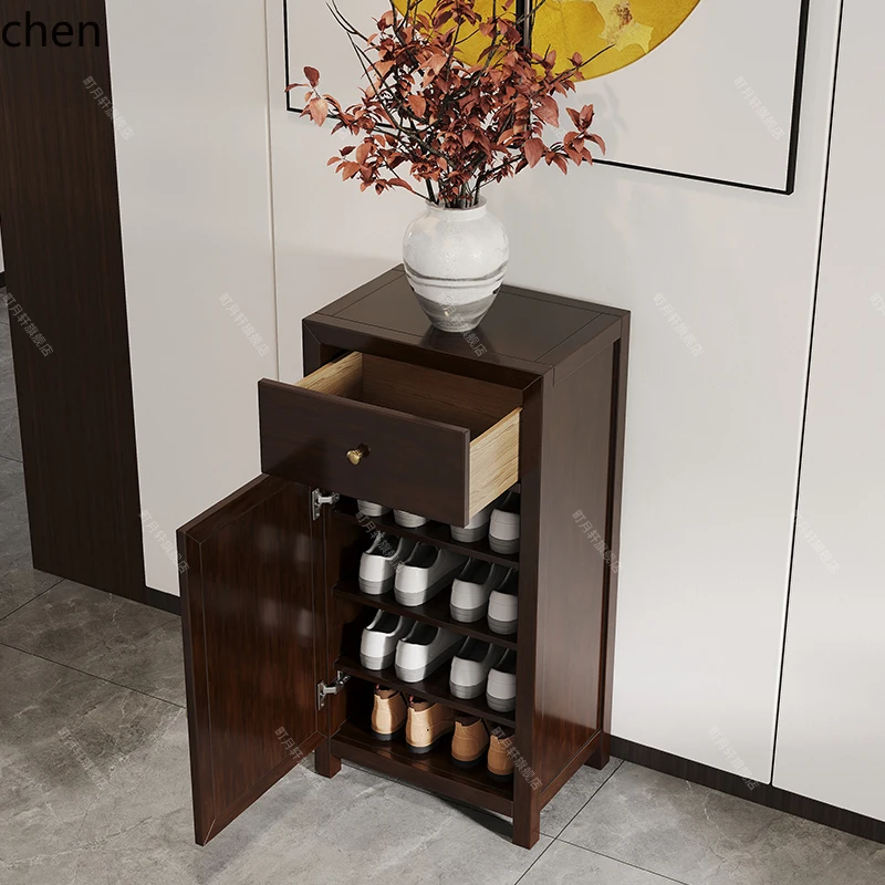 YXY – armoire à chaussures en bois massif couleur bois de santal, pour entrée de maison, armoire d'entrée de grande capacité, organisateur de courage